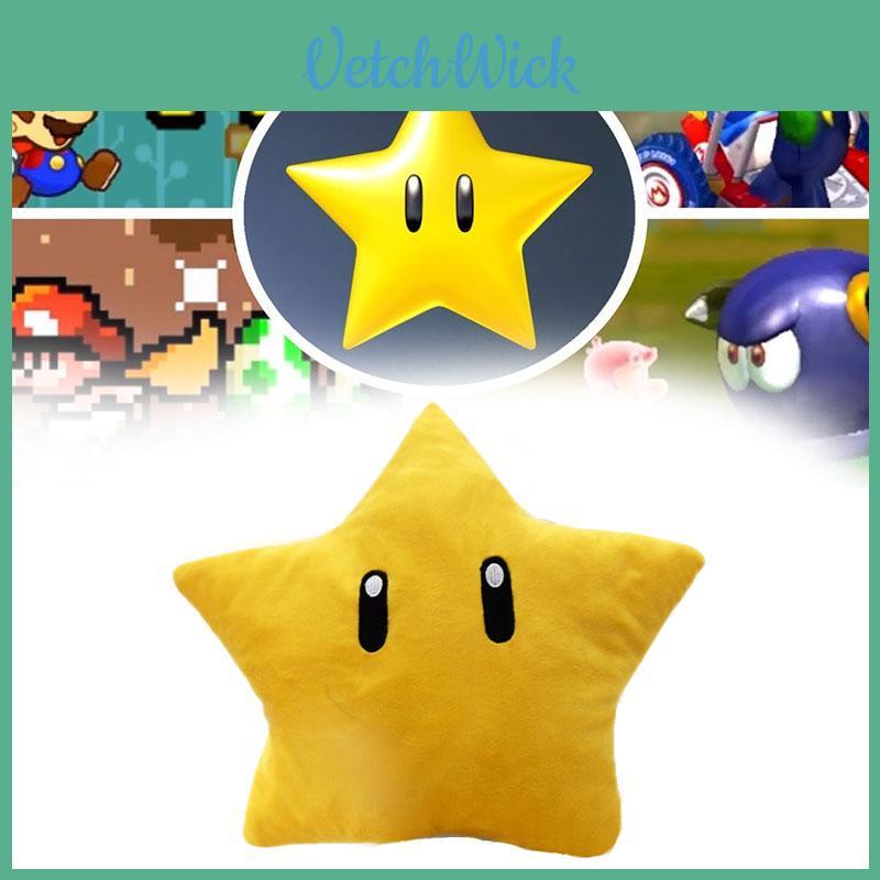 Super Mario Yellow Star Plush Toy 30cm Short Furry Figure