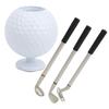 Mini Tisch Golfball Stifthalter mit 3 Golfschläger-Stiften Kunststoff Golfer Souvenir Set Geschenk