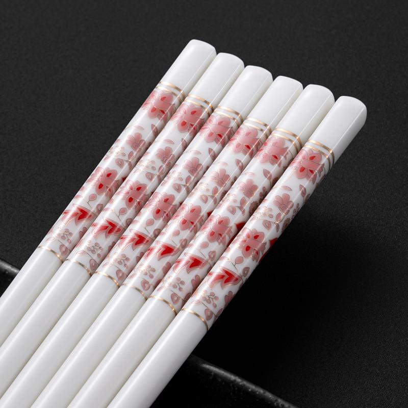 Kreative Rosen-Keramik-Essstäbchen für den Heimgebrauch, Hochwertige antibakterielle und schimmelresistente Keramik-Essstäbchen, Chinesisches Geschirr