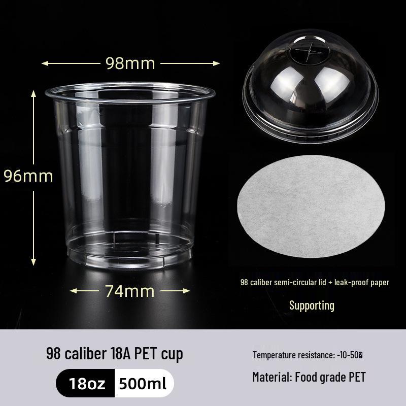 98mm Clear PET Disposable Cups for Cold Drinks, Coffee, Milk Tea & Desserts