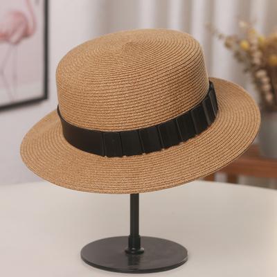 Stråhatt dam sommar platt topp solhatt mode mångsidig stråhatt topp rese solskydd strandhatt solhatt