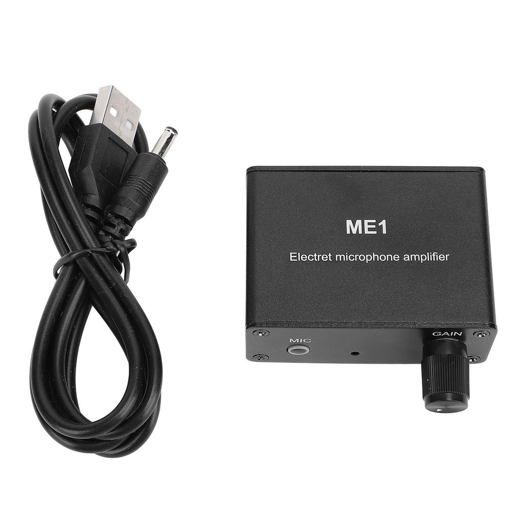 Electret Microphone Amp Adjustable Gain 0?20db Condenser Mic Headphone Sound Preamplifier ME1 3.5mm