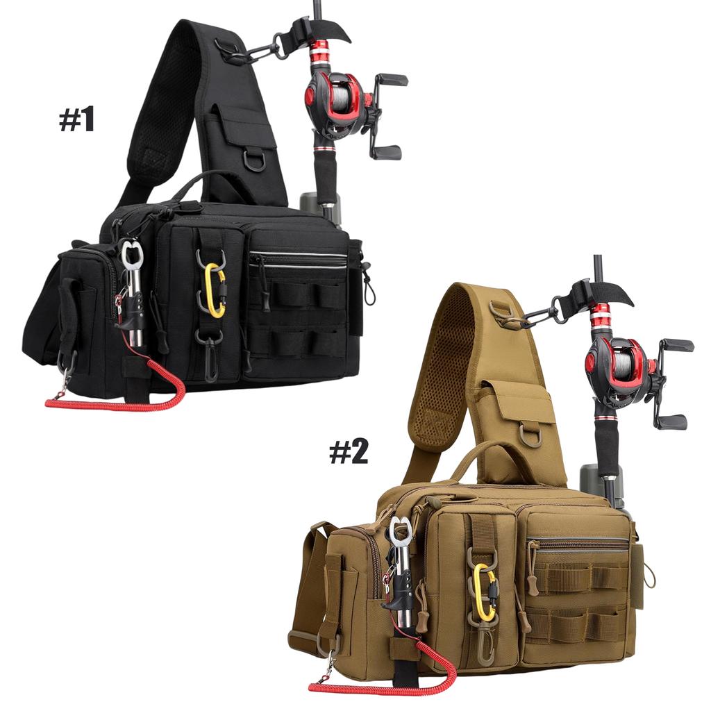 Men Oxford Cloth Sling Bag with Adjustable Widen Straps Storage Bag Multi-Compartment for Fishing Gear Lure Hooks & Accessories