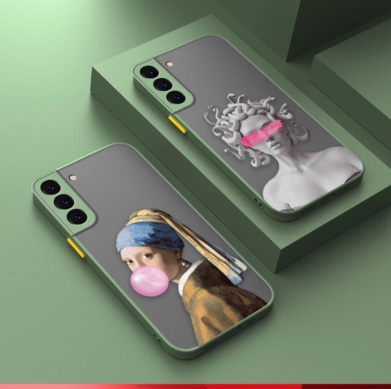Vintage Classic Art Mona Lisa Shockproof Matte Phone Case For Samsung Galaxy S22 Ultra S21 S20 FE S10 S9 S8 S10E Plus 5G Cover