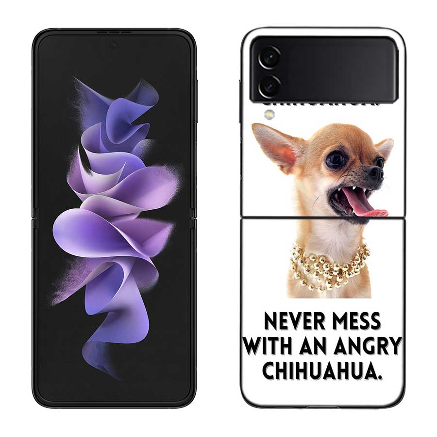 

Cute Pet Chihuahua Dog Case for Samsung Galaxy Z Flip 6 Flip 5 4 3 5G Black Cell Phone Cover Samsung Z Flip 5 5G Luxury PC Sh Samsung Z Flip 4 5G