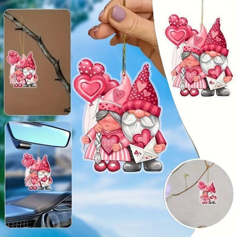 Christmas Santa Pink Claus Acrylic Flat Surface Car Pendant For Interior Vehicle