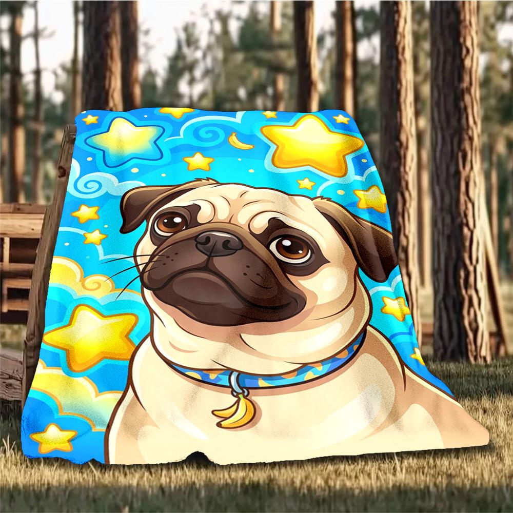 1pc Pug StarryOutdoor Blanket, Soft And Comfortable Blanket, Casual Warm Outdoor Blanket, Good Birthday Gift yy260328068