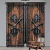 Set Of 2 Luxury Brown Curtain Forged Door Pattern Suitable Living Room Dining Kitchen Bedroom Bathroom Study For Made Polyester