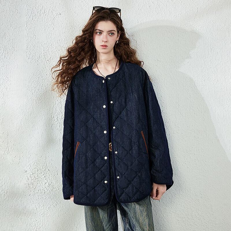 CHUYU Women's Faux Denim Goose Down Padded Jacket