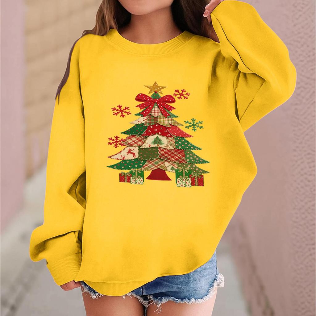 Children's Fashionable Casual Long-sleeved Loose Christmas Print Pullover Sweatshirt