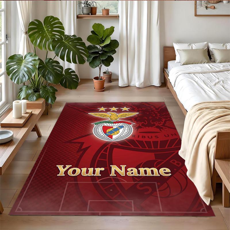 Crystal Velvet Rug Custom Name Text, Soft Non Slip Floor Mat Home DecorBenfica FC