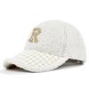 Lambskin r baseball cap r point diamond peaked cap teddy velvet sunshade curved brim hat winter hat guangdong