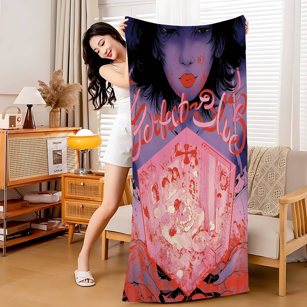 

P-Perfect Blue Microfiber Beach Towel Absorbent Quick Dry Soft Yoga Swimming Resort Mountain Climbing Towel W40*H60(CM)