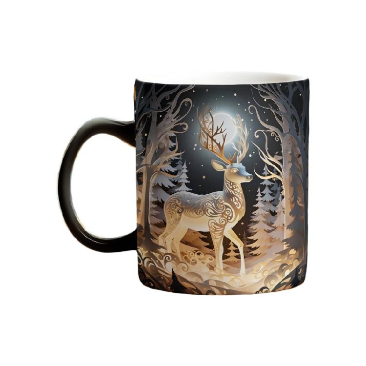 Christmas Magical Ceramic Mugs Heat Activated Color Changing Technology Dishwasher Safe For Coffee Teas Gifting