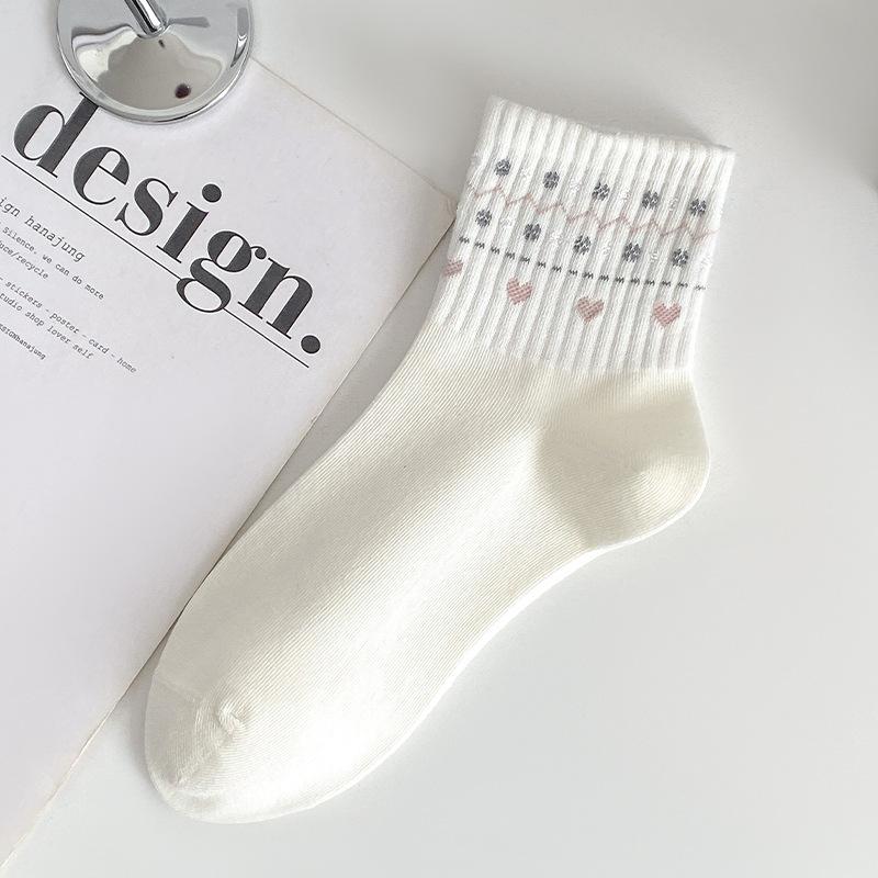 

Short Socks, Summer Girls Thin Cotton Socks, Ladies Love Boneless Boat Socks 1 pair белый