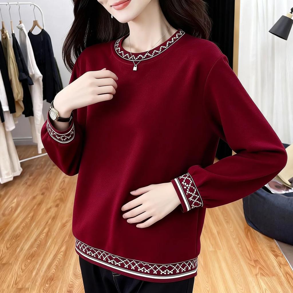 Women S Vintage Plus Size Crew Neck Pullover Long Sleeve Sweatshirt