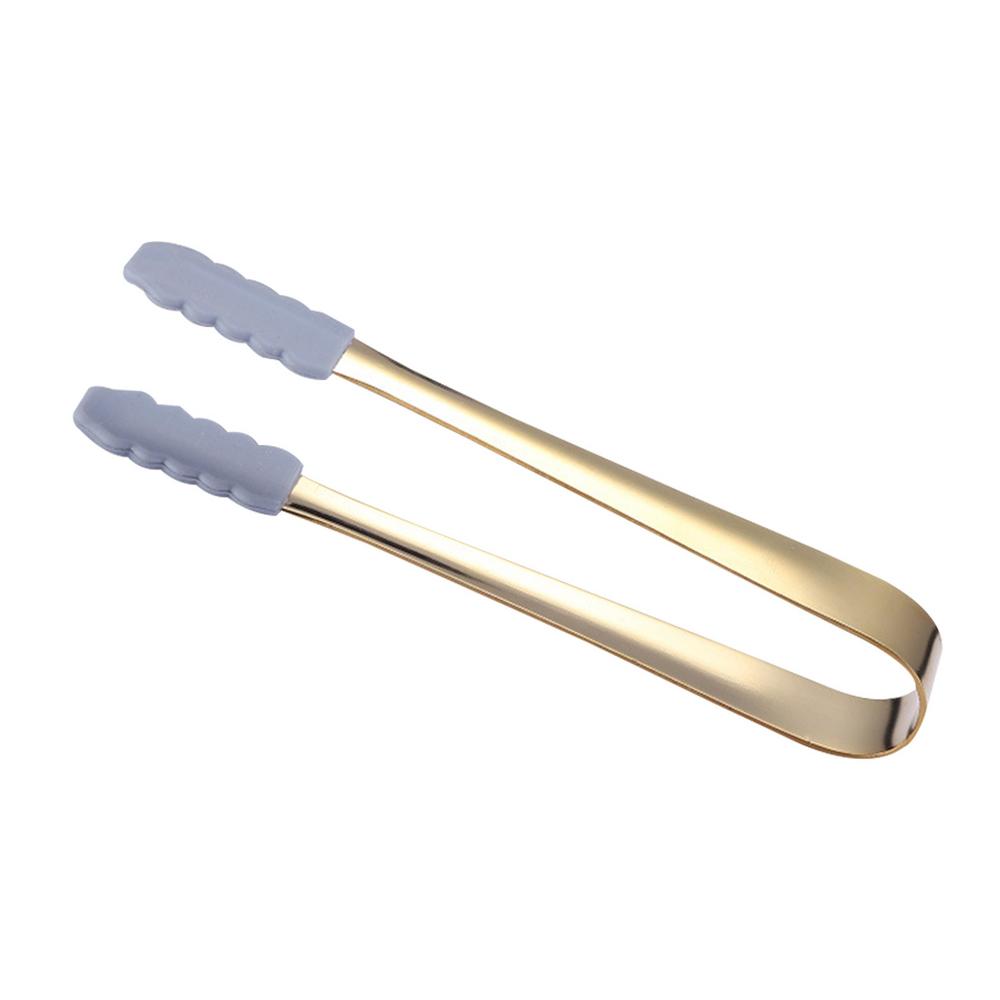 Stainless Steel Ice Cube Clip Ice Tong with Silicone Sleeves Dessert Tongs Food Clips Ice Block Serving Tongs Kitchen Accessory