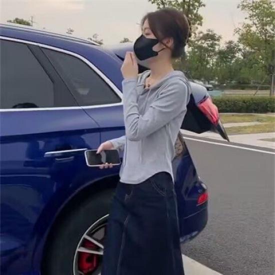 

Новый весенне-осенний свитер с капюшоном и вышивкой, универсальный корейский стиль, с длинными рукавами 2XL серый