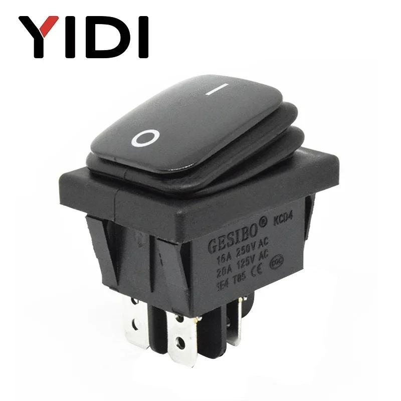16A 250VAC KCD4-201 Waterproof Rocker Switch 12V 220V Red Green Blue Yellow Light Illuminated DPST Switch 4pins on off 12V
