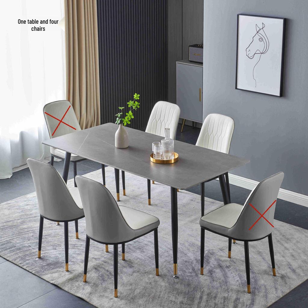 Modern Minimalist Italian Rock Slab Dining Table Set for Small Apartments