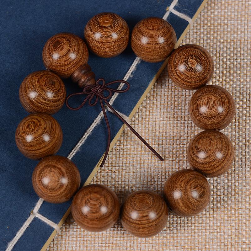 Golden Silk Sandalwood Bracelet 2.0 Old Material Wooden Buddha Bead Bracelet for Men and Women Couples Jewelry Sandalwood Rosary Cultural Play Jewelry