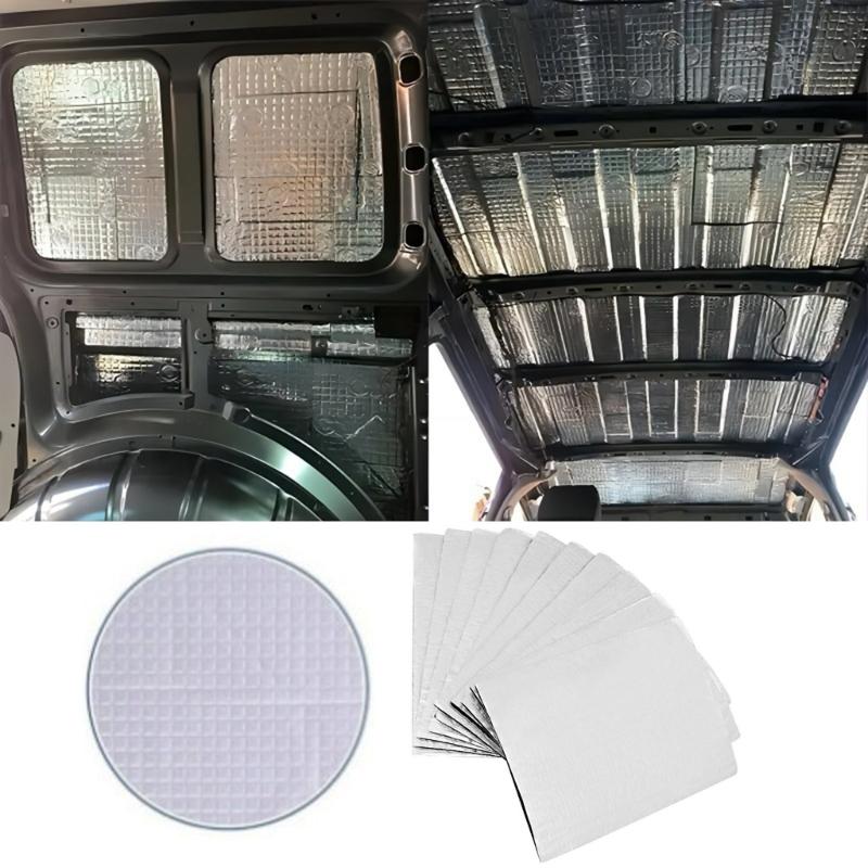 Set Of 10 Automotive Sound Insulation Mats, Aluminum Foil Backed Insulation Pads Dampening Sheets For Car Door Ceilings