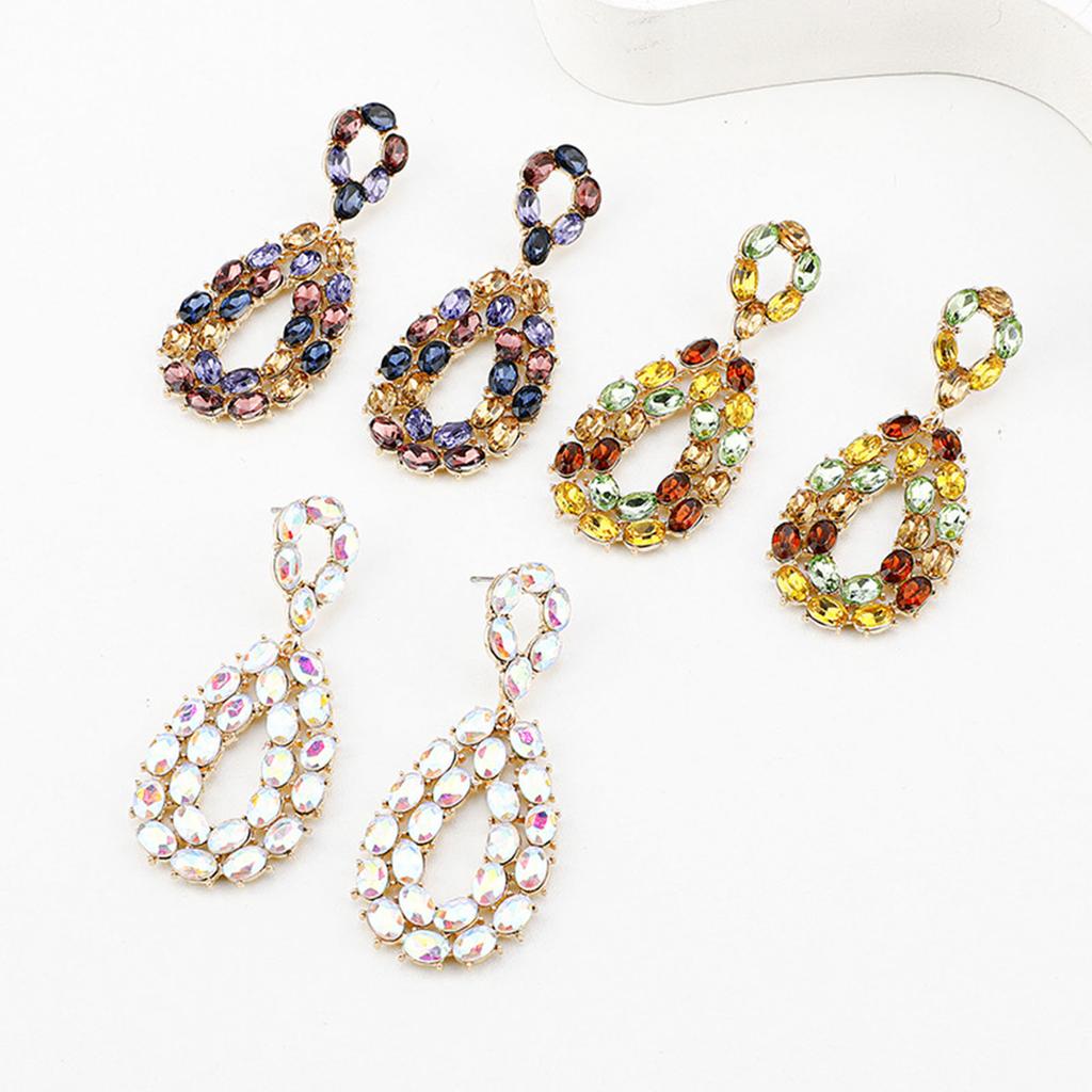Teardrop Alloy Earrings Crystal Embellished Elegant Style Jewelry Handmade Ear Accessories For Parties Event