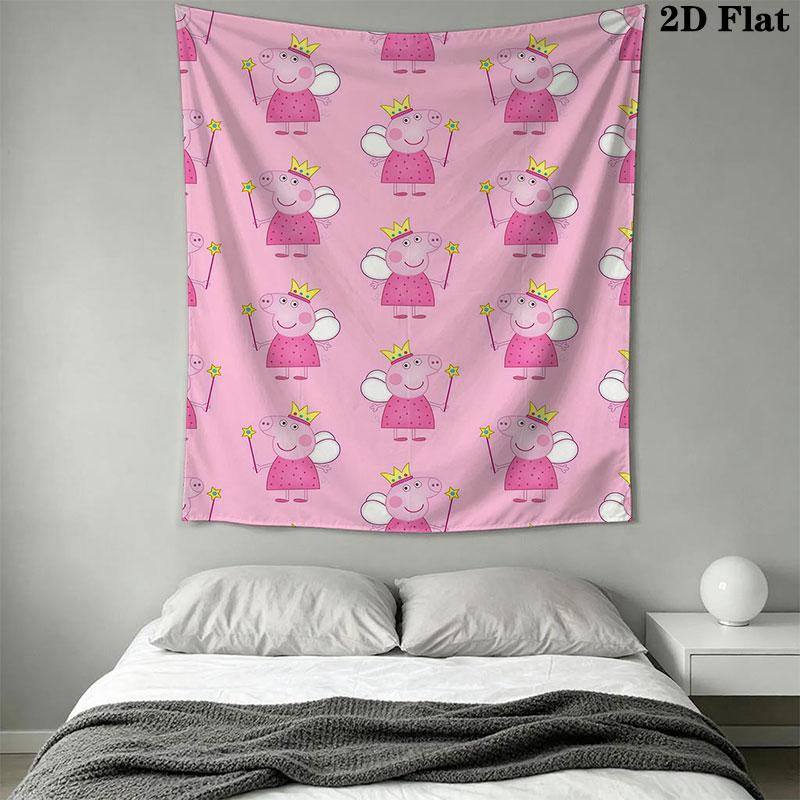 Peppa Pig A Wall Hanging Printed Fabric Blanket Decorative Tapestries for Bedroom Living Room Home Decor