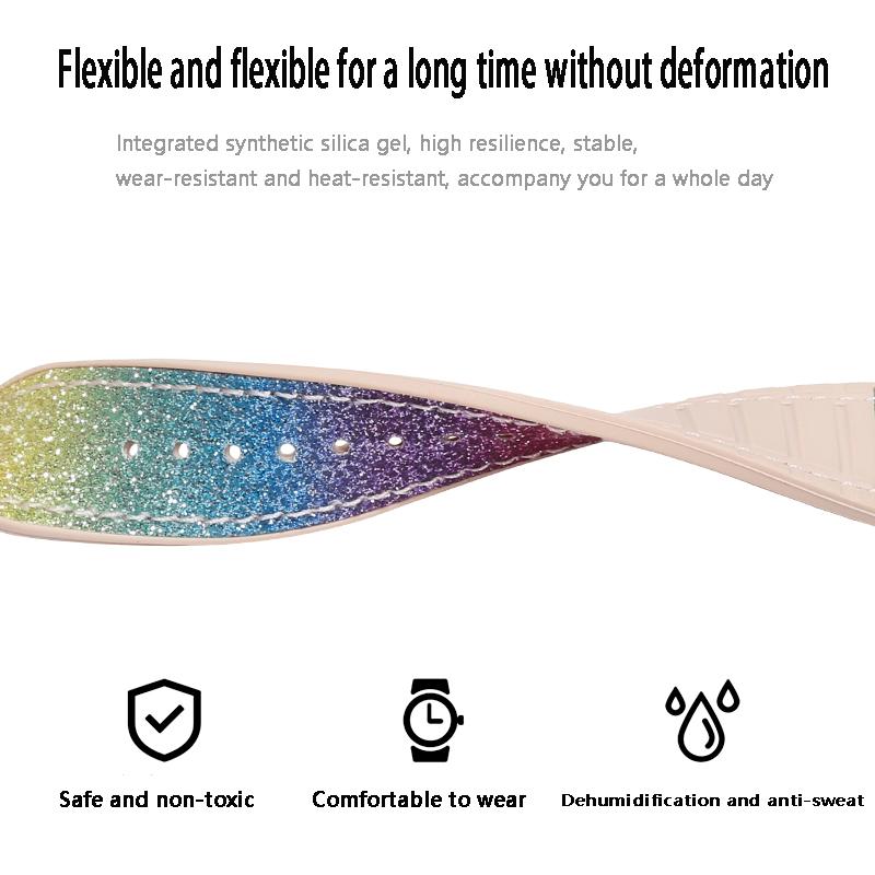 No Gaps Band For Samsung Galaxy Watch 7 40mm/44mm Glitter Gradient Color Bracelet Galaxy Watch7 FE 6 4 Classic/5 Pro 45mm 43mm 46/47mm Silicone Strap