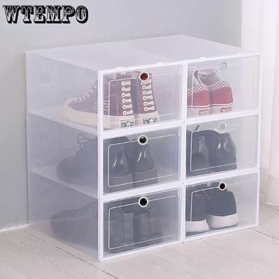 Caixa organizadora de sapatos transparente com 6 peças, espessada, dobrável, à prova de poeira, empilhável, combinada, para sapatos, à venda