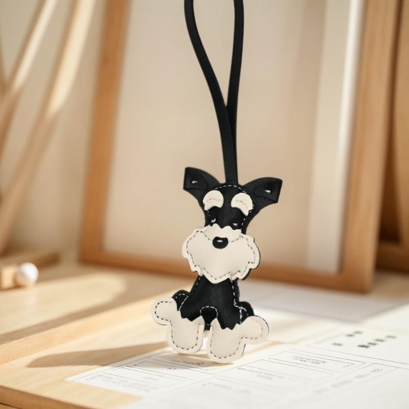 Multipurpose Schnauzer Dog Keychain Fashion Accessory for Pet Lovers and Stylish Individuals In Sturdy PU Leather