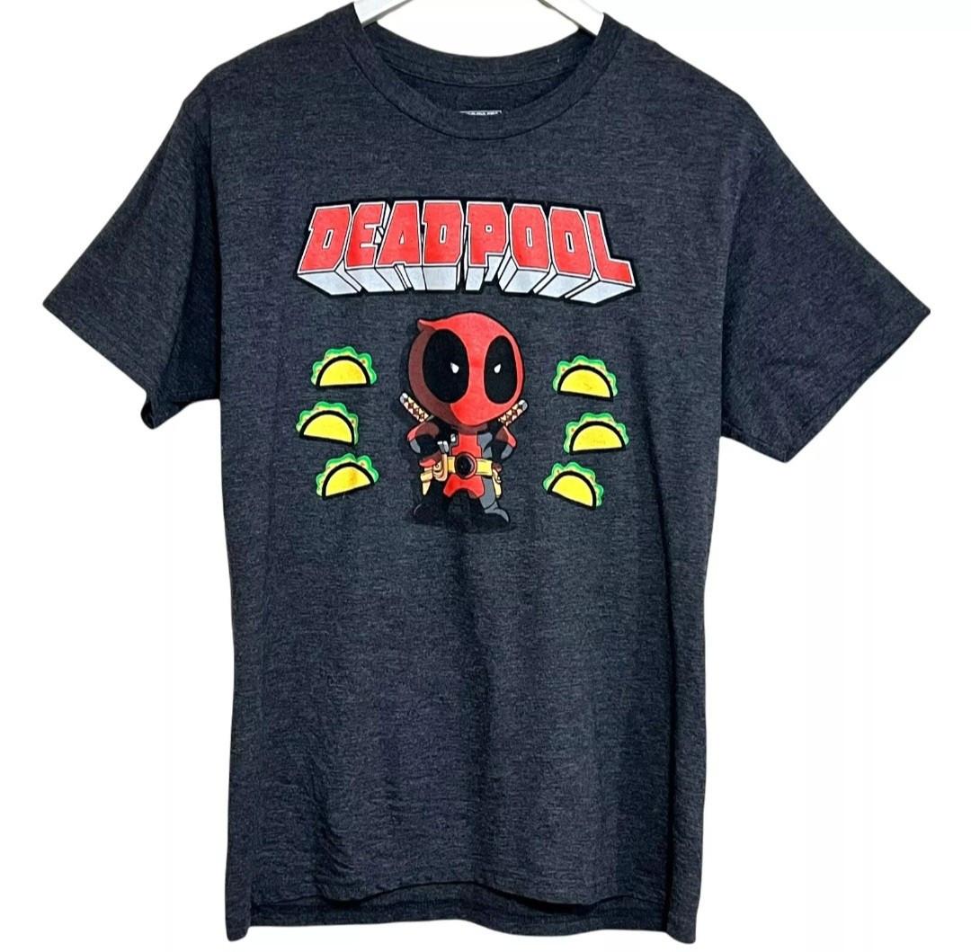 Mad Engine Deadpool Marvel Size Large Gray Grey Taco Graphic T-Shirt Logo S