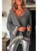 Gold & Silver Thread V-Neck Slimming Sweater - European & American Style