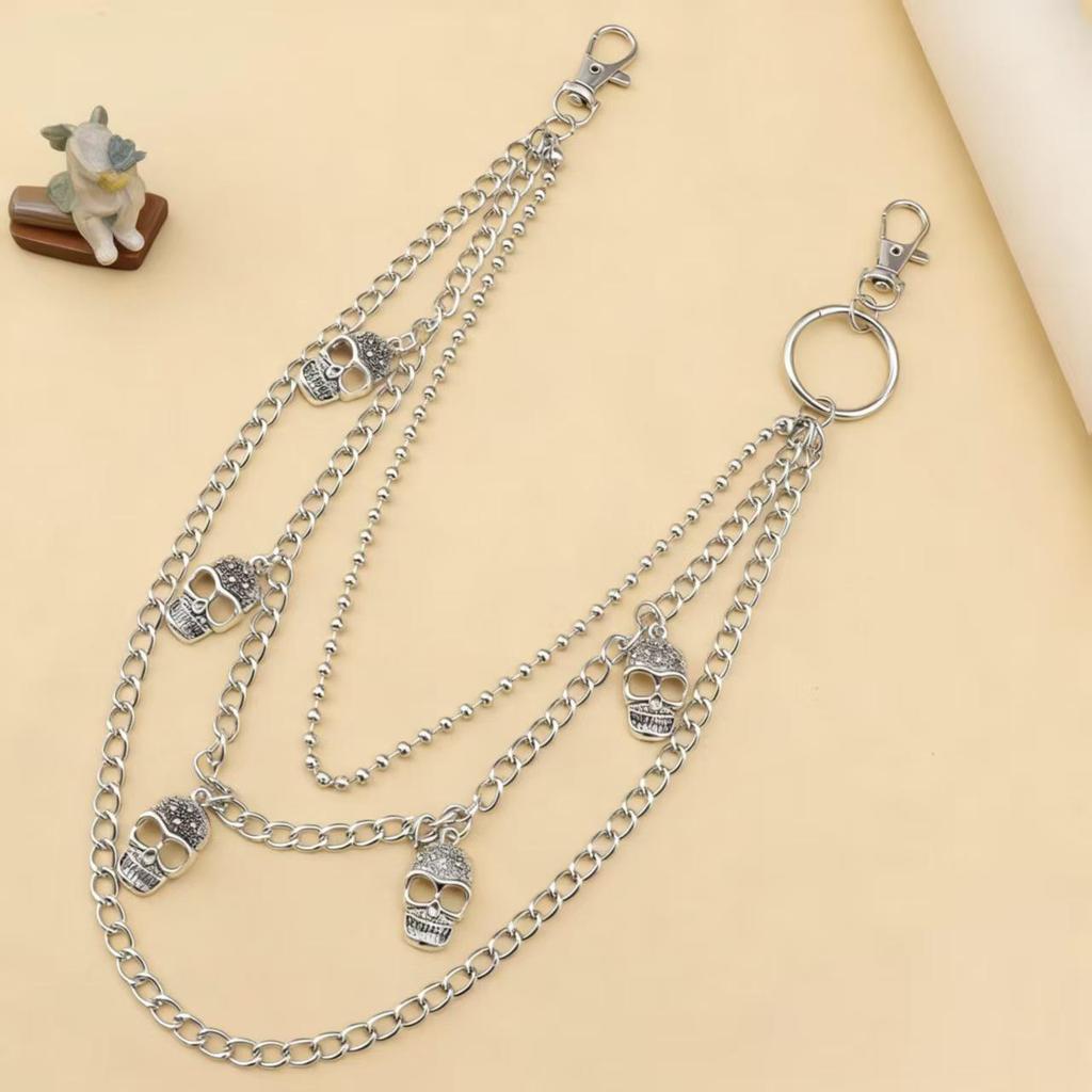 European & American Hip Hop Skull Waist Chain: Cool Metal, Personality Beads, Multilayer Women's Jewelry