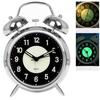 4-Inch Alarm Clock with Night Light, Metal Super-Quiet Movement, Large Bell Sound for Student Dorms
