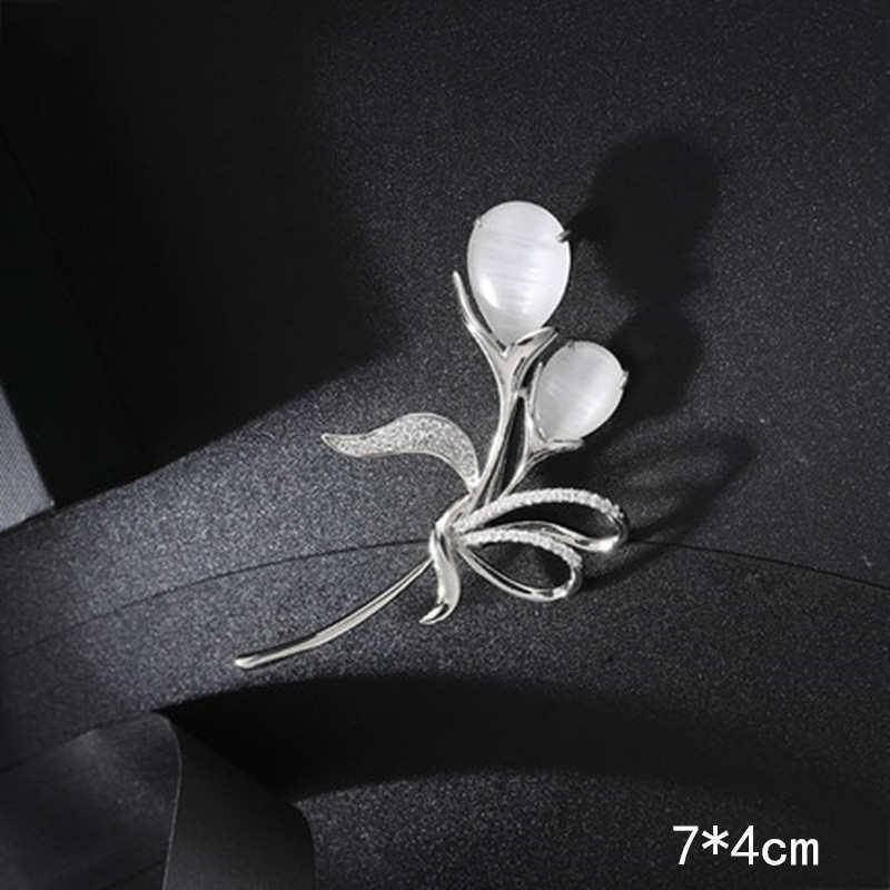 Korean Style Pearl Brooch: Versatile Floral Diamond Pin for Women's Coats
