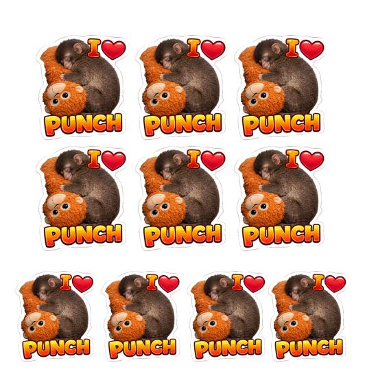 Cute Monkey Sticker Protect Punch The Monkey Decal Macaque Holding Plush Toy Laptop Sticker Fun Decal for Car Window Nursery Kids Room Decor