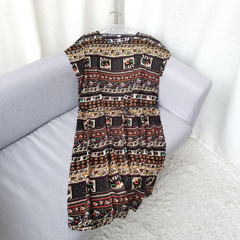 Multi-Color Silk Cotton Dress Home Wear Shoelace round Collar Skirt Special Treatment Rayon Nightdress for Women
