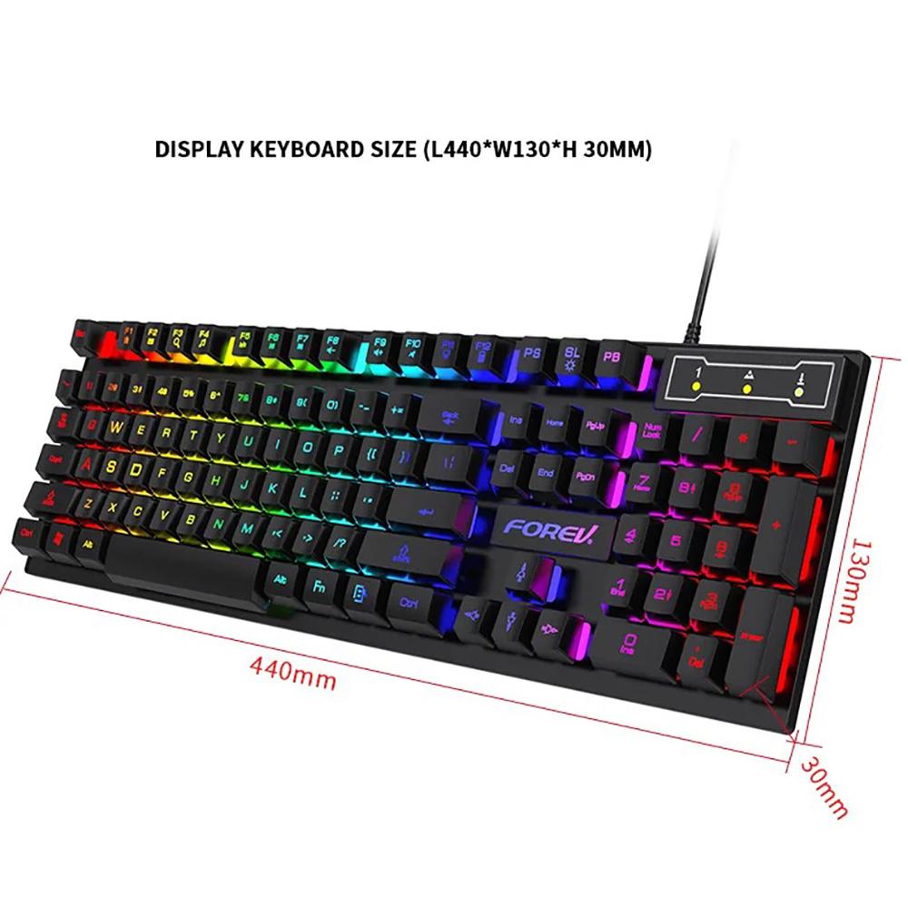 Tastiera meccanica Tastiera da gioco cablata 104 tasti Ricevitore retroilluminato RGB per laptop Desktop Ergonomia Tasti Accessori per PC