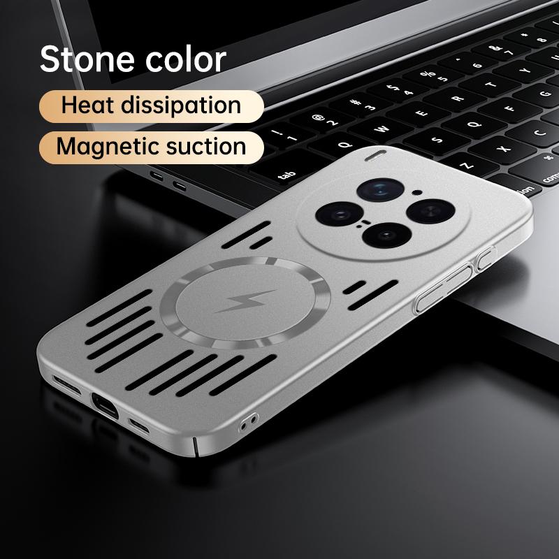 Luxury Frosted Mesh Heat Dissipation For Magsafe Magnetic Phone Case For VIVO X300 IQOO 13 12 Pro Wireless Charge Bumper Cover