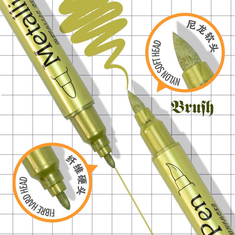 Wide Nala Dual-Tip Metal Marker for Glass, Ceramic, Plastic - Soft & Hard Tips for Hand-Painted, Signature, Graffiti, and DIY Projects. Waterproof.