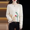 2025 Fashion Wool Crew Neck Embroidered Sweater – Loose, Warm, and Comfortable