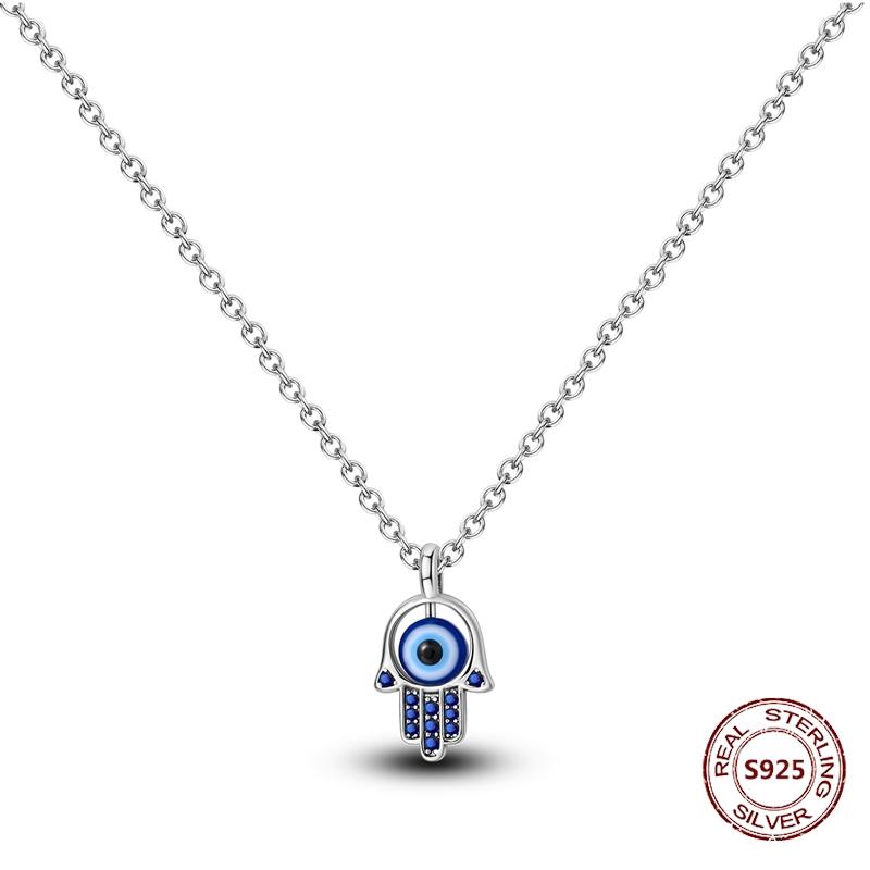 Hand of Fatima Necklaces copper Authentic Blue Eyes Pendant Long Chain Link Ideal For Women Birthday Vintage Jewellery Gift