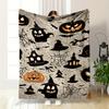 Halloween-Themed Pattern with Pumpkins, Bats, and Spooky Houses Flannel Blanket for Bedroom, Living Room, Sofa, and Nap Sofas.