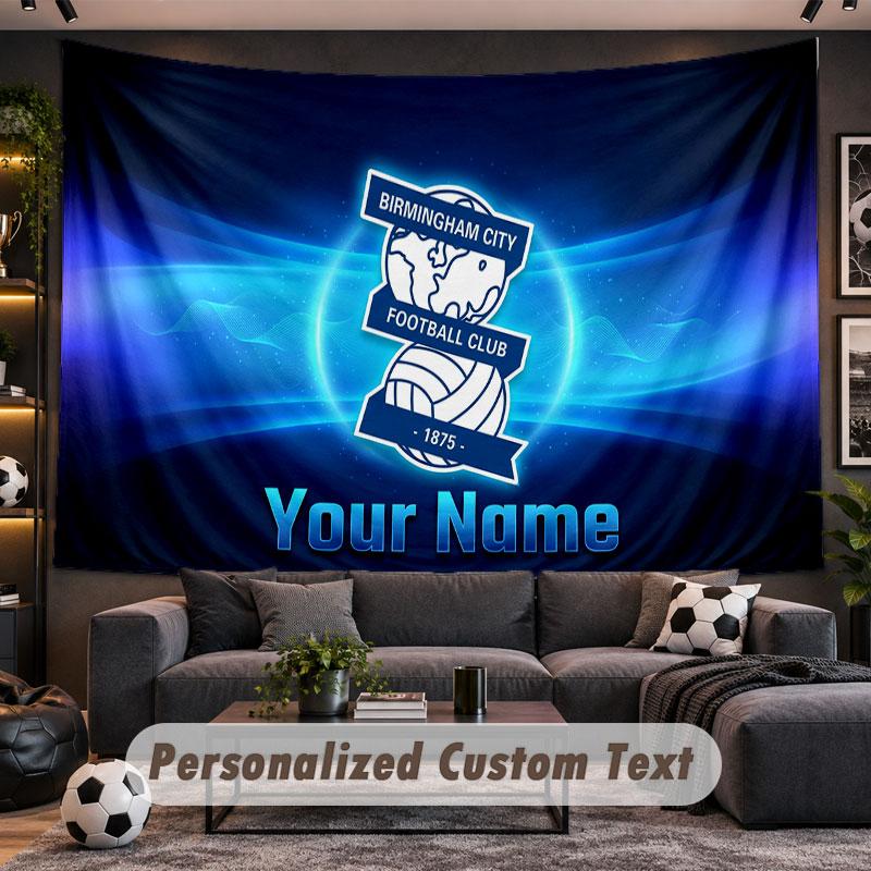 Wall Hanging Tapestry Custom NameBIRMINGHAM CITY Pattern Personalized Printed Fabric Wall Decor