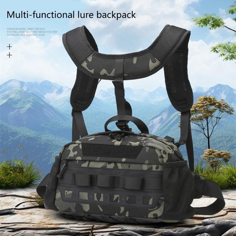 Fishing Tackle Backpack Double Shoulder Pack Splashproof Fishing Waist Bag for Men Large Capacity Backpack