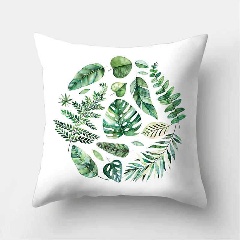 Tropical Palm Leaf Coniferous Decorative Double-Sided Polyester Cushion Cover Pineapple Yellow Green Car Throwing Pillowcase