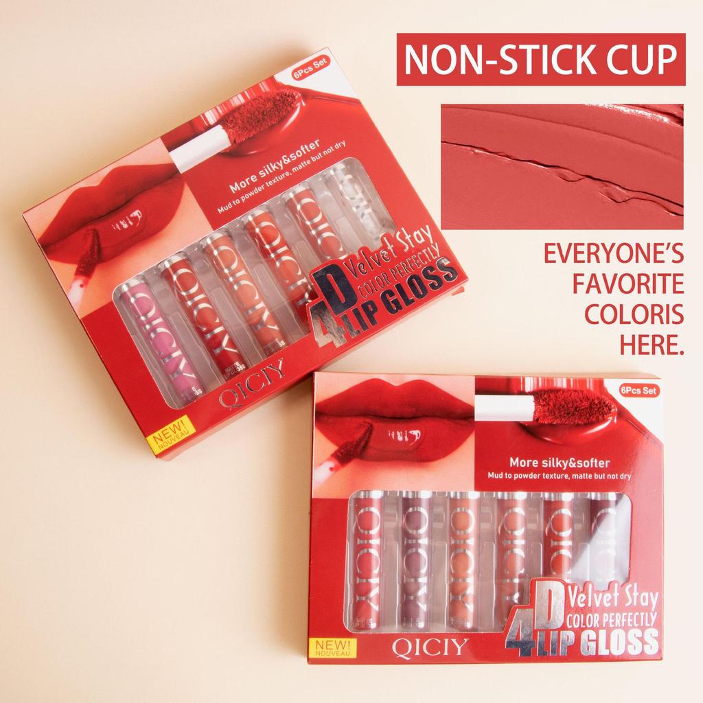 QICI Velvet Matte Lip Glaze Set - Non-Stick, New Makeup Essential