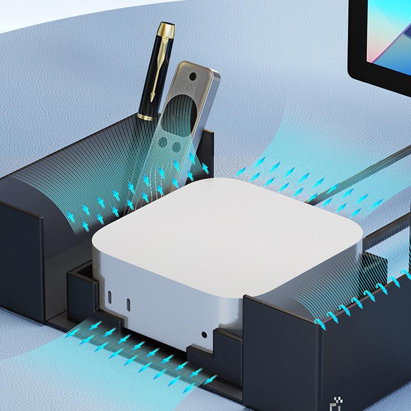 Pu Leather Computer Protective Case With Cover And Storage Pocket Mini Pc Holder Stand Bracket For Mac Mini M4 2024