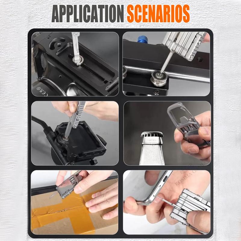 13-in-1 Multifunction Stainless Steel Pocket Tool Folding Outdoor Tools Corkscrew Screwdriver Wrench Knife Keychain Repairs Tool
